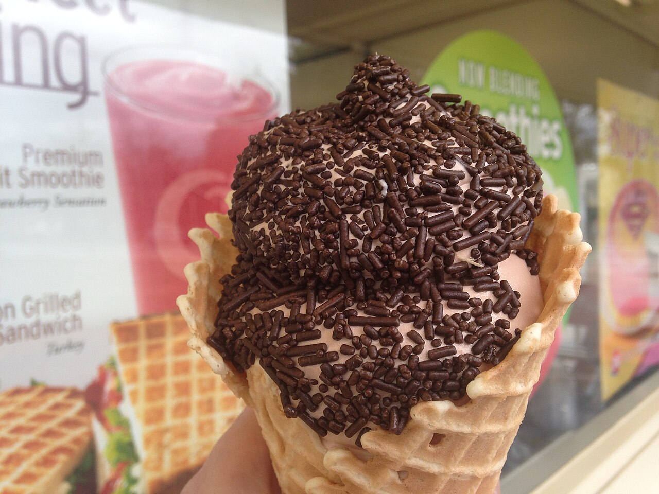 Chocolate-dipped waffle cone